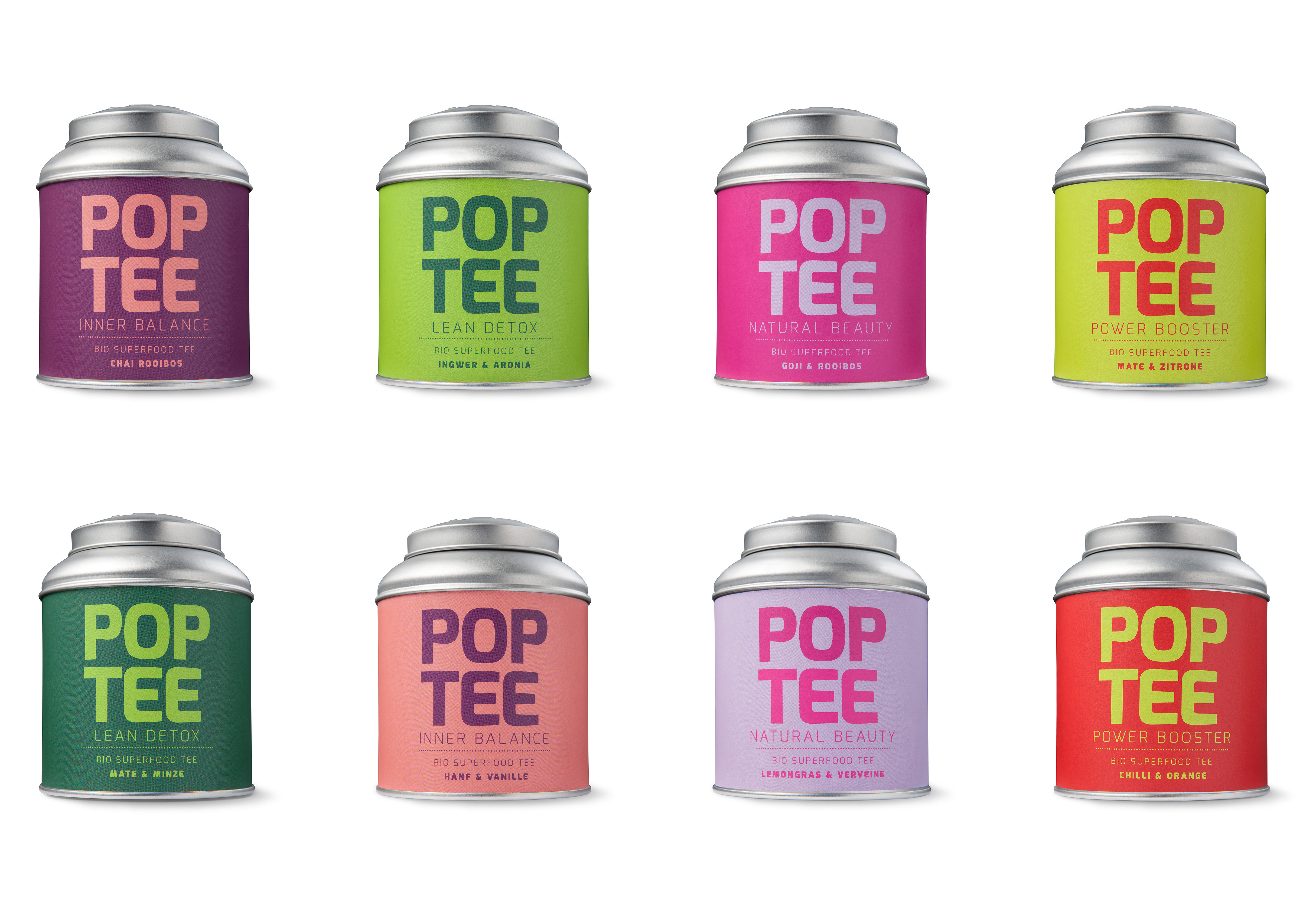 Produktfotos Teedosen der Marke Pop Tee